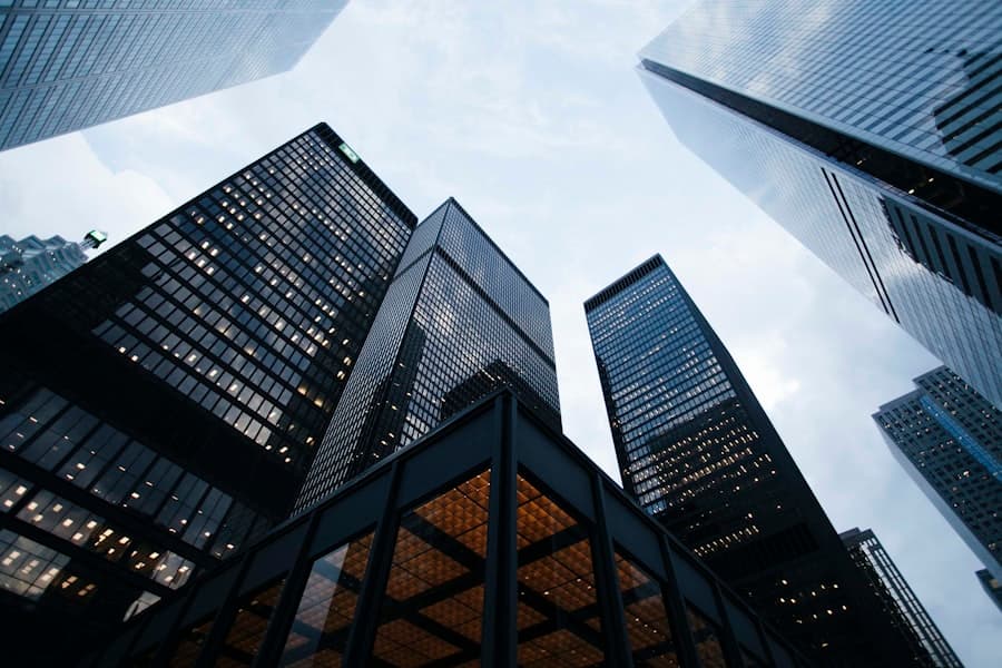 Corporate city skyline representing business consulting
